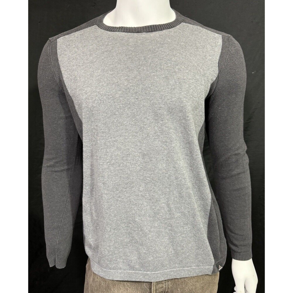 prAna Men's Medium Gray Two-Tone Long Sleeve Sweater | Lightweight Casual Top |